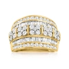 Ross-simons Round And Baguette Diamond Multi-row Ring In 14kt Yellow Gold In Gold
