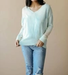 DAVI & DANI HEAVENLY SWEATER IN PALE PEACH & AQUA