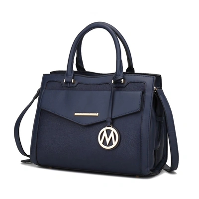 Mkf Collection By Mia K Alyssa Satchel Handbag Vegan Leather Women In Blue