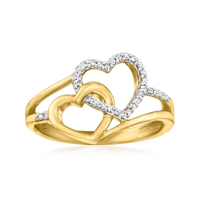 Canaria Fine Jewelry Canaria Diamond Interlocking Hearts Ring In 10kt Yellow Gold In Silver