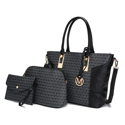 Mkf Collection By Mia K Shonda 3pc Tote With Cosmetic Pouch & Wristlet In Black