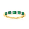 Ross-simons Emerald Ring With Diamond Accents In 18kt Gold Over Sterling In Multi