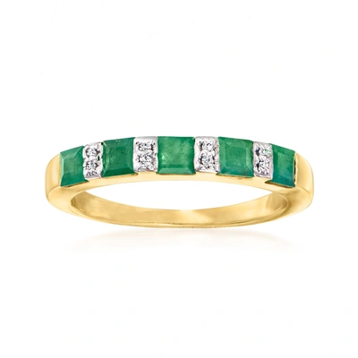 Ross-simons Emerald Ring With Diamond Accents In 18kt Gold Over Sterling In Multi