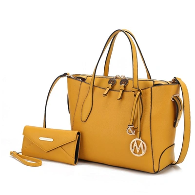 Mkf Collection By Mia K Bruna Vegan Leather Women's Tote Bag With Wallet-2 Pieces In Yellow