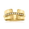 Ross-simons Diamond Hammered Ring In 18kt Gold Over Sterling