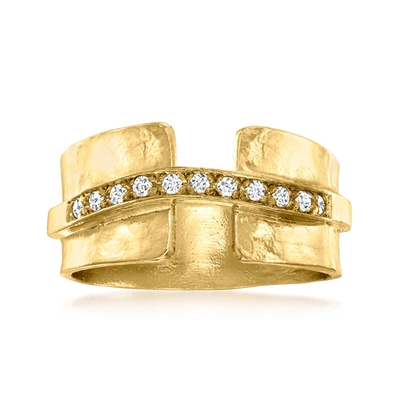 Ross-simons Diamond Hammered Ring In 18kt Gold Over Sterling