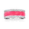 ROSS-SIMONS DIAMOND AND PINK ENAMEL RING IN STERLING SILVER