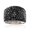 Ross-simons Pave Black Spinel Wide Ring In Sterling Silver