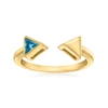 CANARIA FINE JEWELRY CANARIA LONDON BLUE TOPAZ OPEN-SPACE ARROW RING IN 10KT YELLOW GOLD