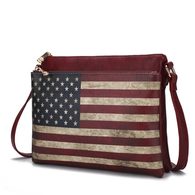 Mkf Collection By Mia K Madeline Printed Flag Vegan Leather Women's Crossbody Bag In Multi