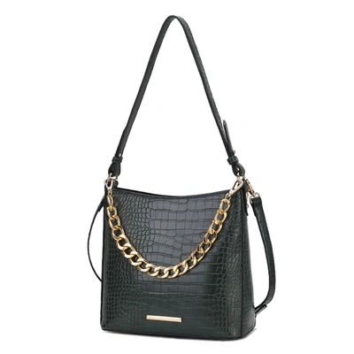 Mkf Collection By Mia K Bizzy Faux Crocodile-embossed Vegan Leather Women's Shoulder Handbag In Black