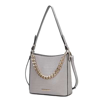Mkf Collection By Mia K Bizzy Faux Crocodile-embossed Vegan Leather Women's Shoulder Handbag In Grey