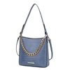 Mkf Collection By Mia K Bizzy Faux Crocodile-embossed Vegan Leather Women's Shoulder Handbag In Blue