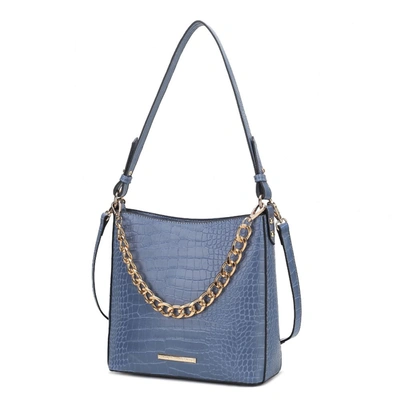Mkf Collection By Mia K Bizzy Faux Crocodile-embossed Vegan Leather Women's Shoulder Handbag In Blue