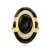 Ross-simons Black Onyx And Diamond Ring With Black Enamel In 18kt Gold Over Sterling