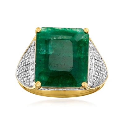 Ross-simons Emerald And . White Topaz Ring In 14kt Gold Over Sterling In Green