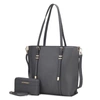 Mkf Collection By Mia K Emery Vegan Leather Women's Tote Bag With Wallet - 2 Pieces In Grey