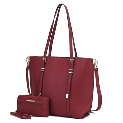 Mkf Collection By Mia K Emery Vegan Leather Women's Tote Bag With Wallet - 2 Pieces In Red
