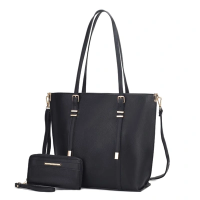 Mkf Collection By Mia K Emery Vegan Leather Women's Tote Bag With Wallet - 2 Pieces In Black