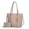 Mkf Collection By Mia K Emery Vegan Leather Women's Tote Bag With Wallet - 2 Pieces In Beige