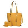 Mkf Collection By Mia K Emery Vegan Leather Women's Tote Bag With Wallet - 2 Pieces In Yellow