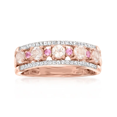 Ross-simons Morganite Ring With Diamonds And Pink Sapphires In 18kt Rose Gold Over Sterling
