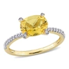 Mimi & Max 1 5/8 Ct Tgw Oval-cut Citrine And 1/10 Ct Tw Diamond Ring In 10k Yellow Gold In Gold