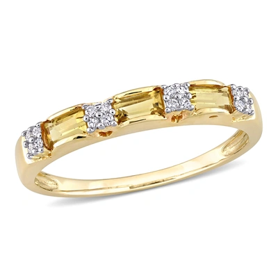 Mimi & Max 3/8 Ct Tgw Citrine And Diamond Accent Eternity Ring In 10k Yellow Gold In Silver