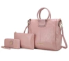 Mkf Collection By Mia K Zori Vegan Leather Women's Tote Bag With Pouch And Wallet -3 Pieces In Pink