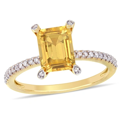 Mimi & Max 1 1/2 Ct Tgw Citrine And 1/10 Ct Tw Diamond Ring In 10k Yellow Gold
