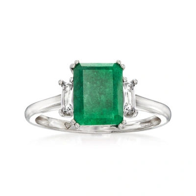 Ross-simons Emerald Ring With . White Topaz In Sterling Silver In Green
