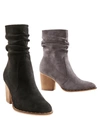 CHARLIE PAIGE SUEDED SLOUCH BOOTIES IN GRAY