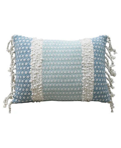Vibhsa Linden Street Handwoven Buttknot Edging Decorative Pillow, 14'' X 20'' In Multi