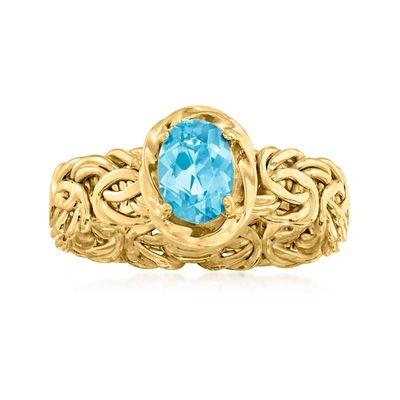 Ross-simons Swiss Blue Topaz Byzantine Ring In 18kt Yellow Gold In Multi