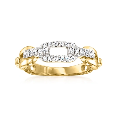Ross-simons Diamond Paper Clip Link Ring In 18kt Gold Over Sterling In Silver