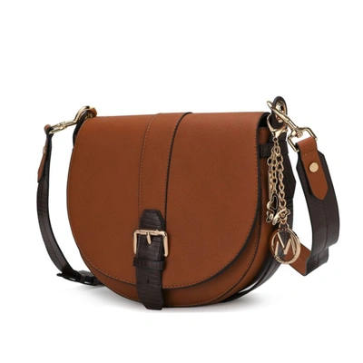 Mkf Collection By Mia K Ayla Snake-embossed Color Block Vegan Leather Women's Shoulder Bag In Brown