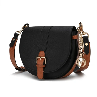 Mkf Collection By Mia K Ayla Snake-embossed Color Block Vegan Leather Women's Shoulder Bag In Black