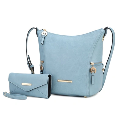 Mkf Collection By Mia K Lux Hobo Bag With Wallet- 2 Pcs In Blue