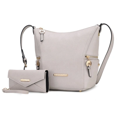 Mkf Collection By Mia K Lux Hobo Bag With Wallet- 2 Pcs In Grey