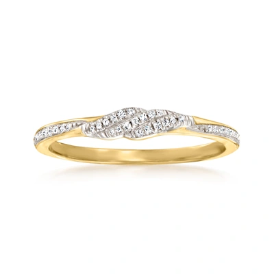 Canaria Fine Jewelry Canaria Diamond-accented Twist Ring In 10kt Yellow Gold In Silver