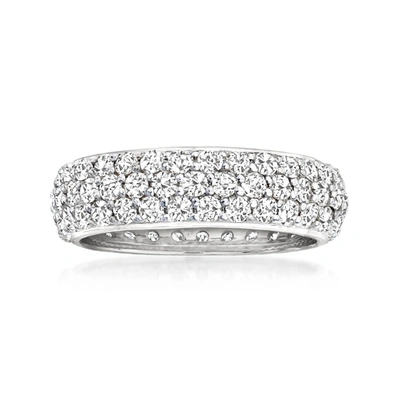 Ross-simons Micropave Diamond Eternity Band In 14kt White Gold In Silver