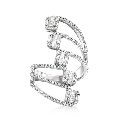 Ross-simons Diamond Cluster Bypass Ring In 14kt White Gold In Silver