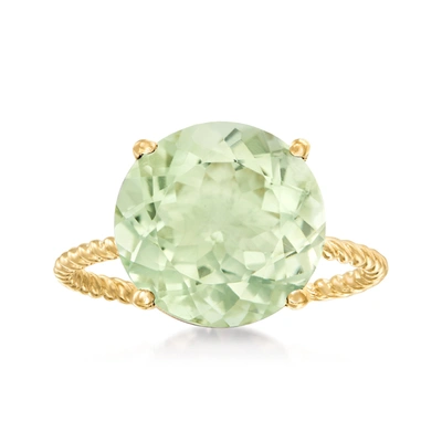 Ross-simons Prasiolite Twist Rope Ring In 14kt Yellow Gold In Green
