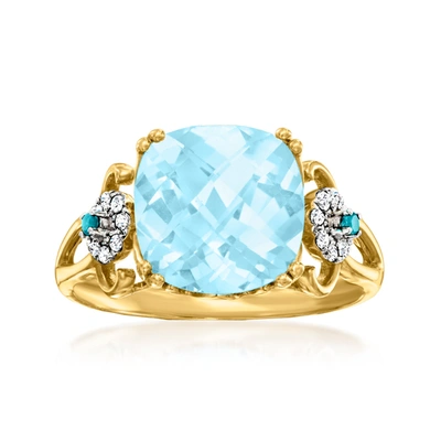 Ross-simons Sky Blue Topaz And . Blue And White Diamond Ring In 14kt Yellow Gold