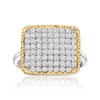 Ross-simons Cz Square-top Ring In Sterling Silver And 14kt Gold In Silver