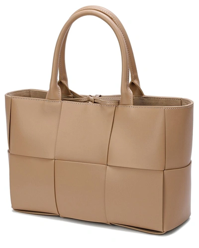Tiffany & Fred Woven Smooth Leather Tote In Beige
