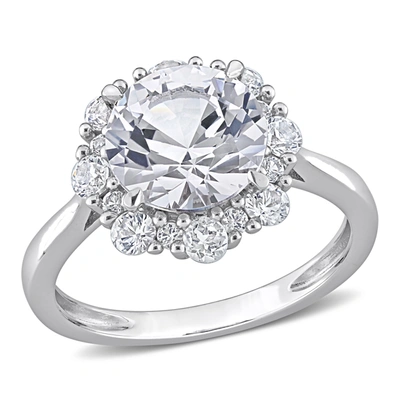 Mimi & Max 4 1/3 Ct Tgw Created White Sapphire Halo Engagement Ring In 10k White Gold In Silver