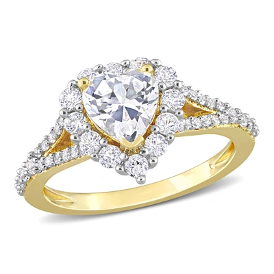 Mimi & Max 2 2/5 Ct Tgw Created White Sapphire Halo Heart Split Shank Ring In Yellow Plated Sterling Silver