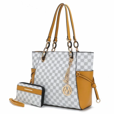 Mkf Collection By Mia K Xenia Circular Print Tote Bag With Wallet - 2 Pieces In White