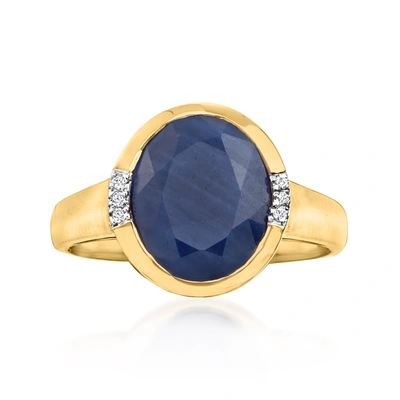 Ross-simons African Sapphire Ring With Diamond Accents In 14kt Yellow Gold In Blue